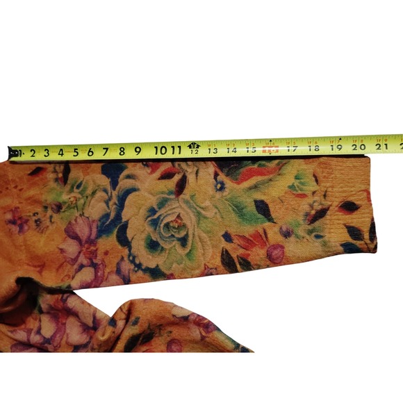 Women's Floral Print Long Sleeve Sweater Orange Multi Color Crew Neck Knit 3XL - Picture 6 of 9